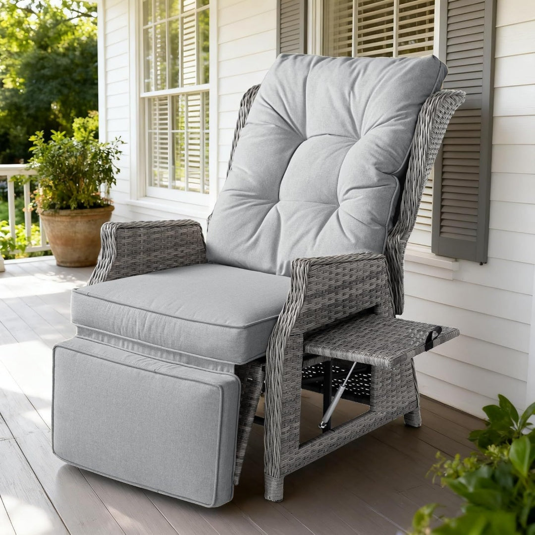 FIELD Gartensessel mit Liegefunktion Wetterfest polyrattan Liegesessel Outdoor Garten Relaxsessel Rattansessel lv9945122