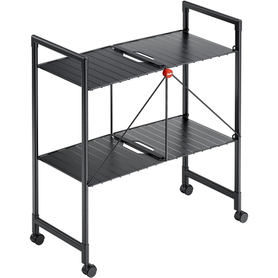 Quickboard Mobile Universalablage mit Rollen - klappbar platzsparend - vielseitig einsetzbar - pro Ablageflaeche belastbar bis max. 10 kg - Schwarz kz0870004