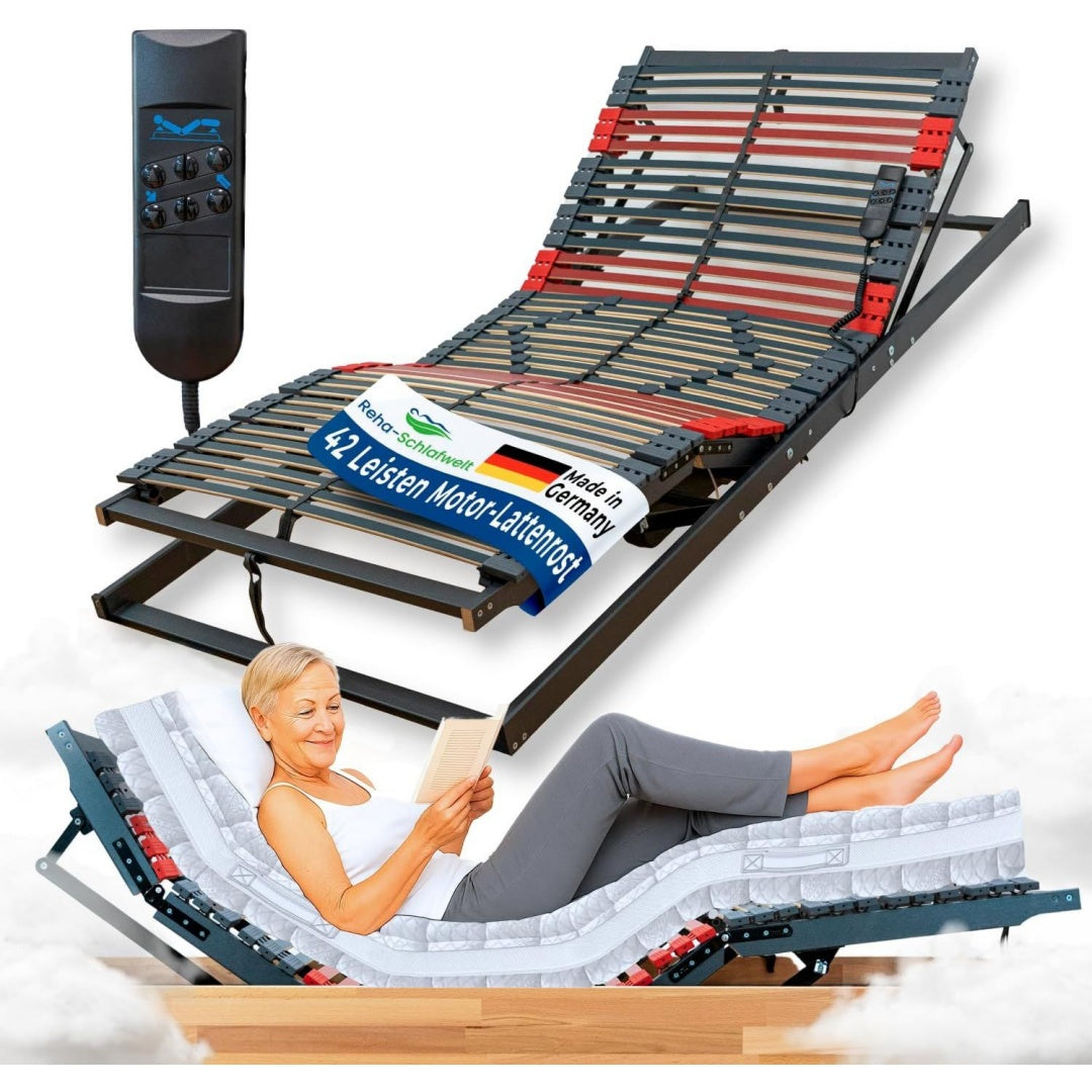 7-Zonen Lattenrost elektrisch verstellbar RELAXANA KF Schwarz 140x200 cm Kopf- Fussteil durch Motor verstellbar ro1321222