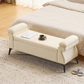 Sitzbank mit Stauraum 128cm Beige Grosse Aufbewahrungsbank mit Kissen Fussbank gs0859829