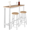 Bartisch Set mit 2 Barhockern Grau holz 3-teilige Essgruppe mit Kuechenstuehlen Esstisch 2 Hockern aus Metall fuer Kuechen Wohnzimmer ed2692363