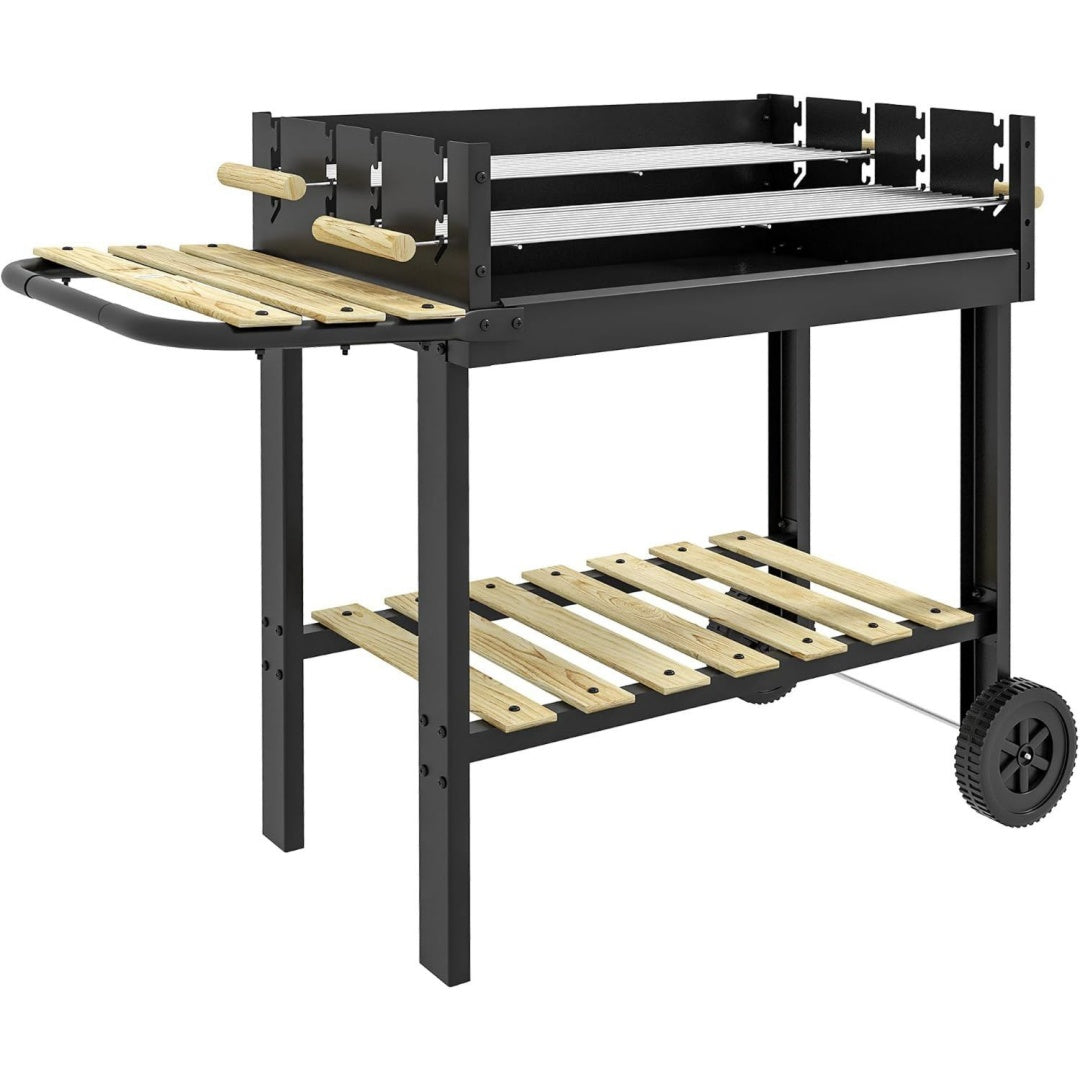 Holzkohlegrill mit Ablage Schwarz 113 x 53,5 x 82,5 cm Griff 5 cm Gartengrill iw9460377