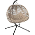 Haengesessel 2 Sitzer mit Kissen Klappbarem Sitzkorb 240 kg Sand Haengestuhl Haengeschaukel Seitentaschen tl9082782