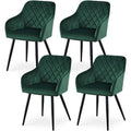 Esszimmerstuehle 4er Set Grün Kuechenstuehle Samtstoff stuehle Polsterstuehle mit Armlehne Metallbeine Polstersessel Stuehle fuer Esszimmer Kueche (4 or8559257