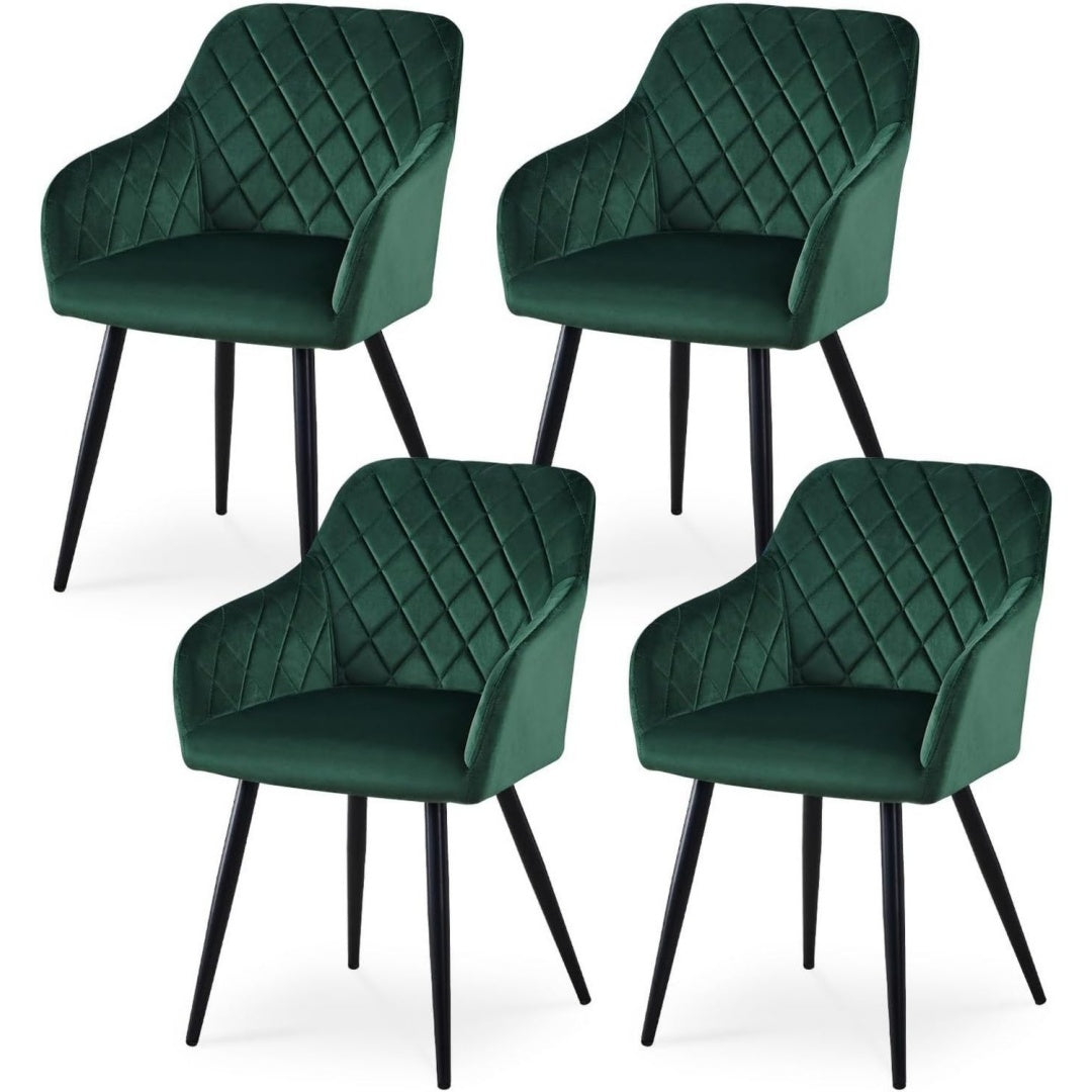Esszimmerstuehle 4er Set Grün Kuechenstuehle Samtstoff stuehle Polsterstuehle mit Armlehne Metallbeine Polstersessel Stuehle fuer Esszimmer Kueche (4 or8559257