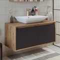 Badmoebel Atlantic Keramik Waschbecken mit Unterschrank 65 cm Weiß anthrazit 100 cm 100 cm gl0516182