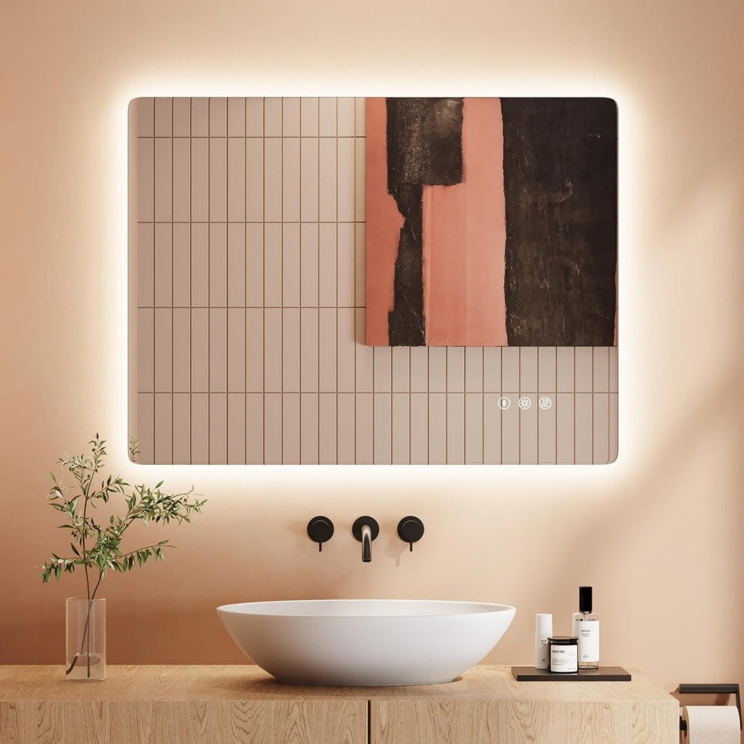 Badezimmerspiegel Led Badspiegel 60x80 cm Rechteckig Touch-Schalter fs1989413
