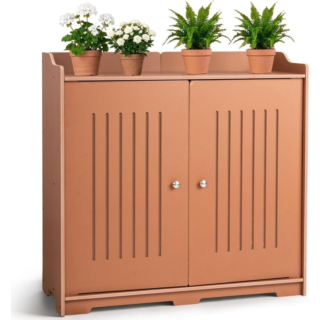 Gartenschrank mit Pflanztisch Rot 97 x 39 x 95 cm Gartenschrank wetterfest Outdoor Hochwertiges PVC-Material zs7920190