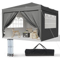Pop Up Pavillon Wasserdicht mit 4 Seitenwaenden Grau 3x3 Metallrahmen-Schutzzelt Hoehe Verstellbar dr7121232