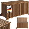 Alkes Aufbewahrungsbox 114x52x59 cm mit 2 Raedern Gartenbox geoeltes Akazienholz kj3264172