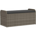 Aufbewahrungstruhe fuer den Aussenbereich Grau polyrattan 115 x 51 x 52 cm Bank Aufbewahrungsbox mit Kissen jk6311652