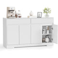 Sideboard 140 cm Kuechenschrank mit 2 Schubladen 4 Tueren Mit verstellbaren Regalen grosser Arbeitsplatte qm9658767