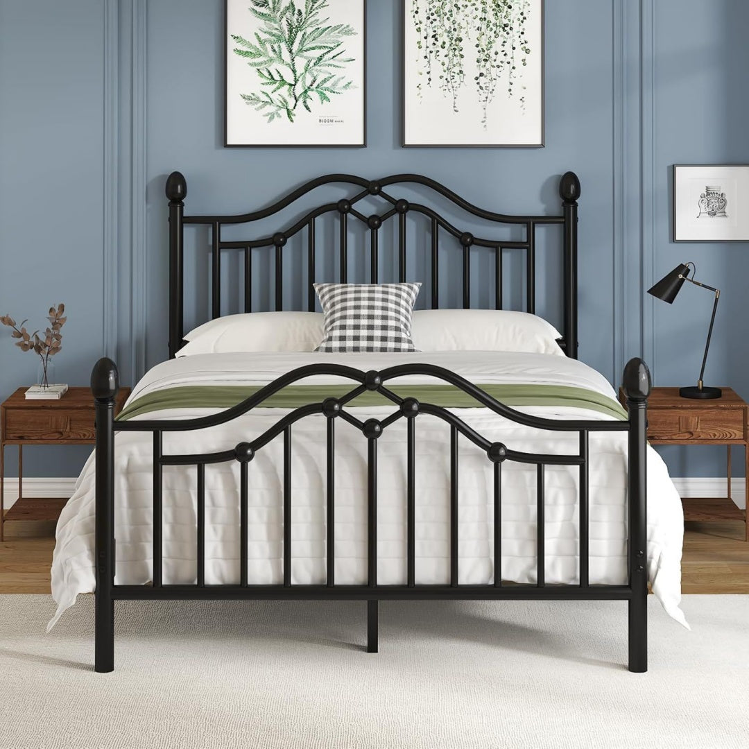 Bett Schwarz 160x200 Metallbett mit Kopf- und Fussteil Lattenrost zk0405635