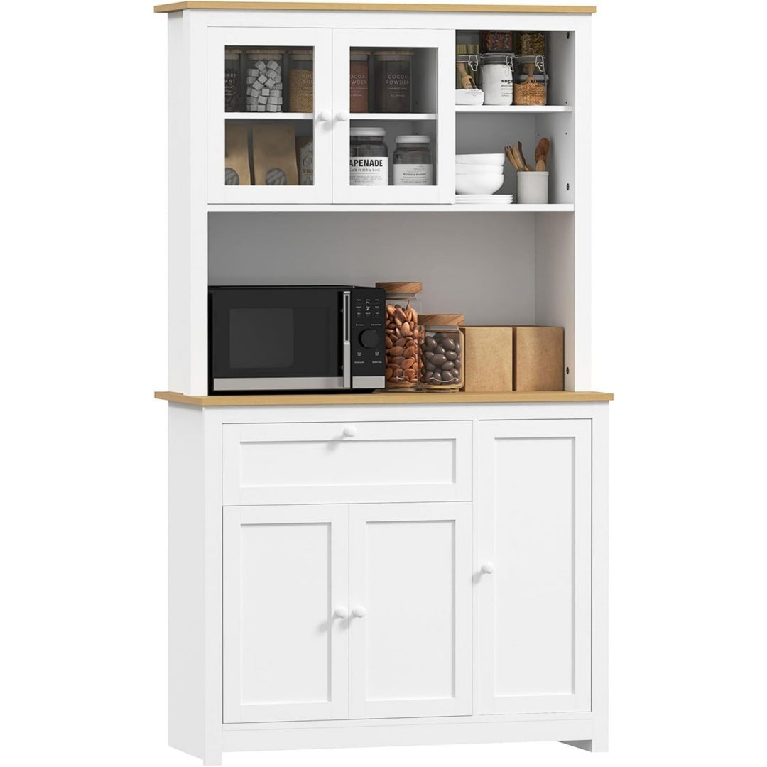 Kuechenschrank mit Arbeitsplatte 5 Tueren Hochschrank Weiß 100 x 40 x 180 cm Schublade Vorratsschrank iz4458568