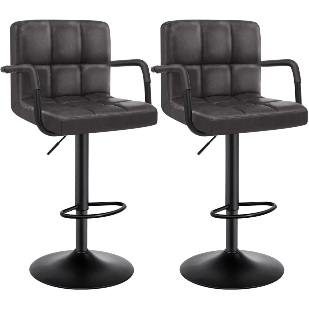 Barhocker 2er Set anthrazit Kunstleder Hoehenverstellbar of3291417