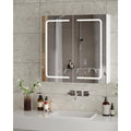 Spiegelschrank Bad mit Beleuchtung Weiß 65 x 65 x 17cm 2 Tueren Badezimmer Spiegelschrank mit Verstellbaren Ablagen ro6702789