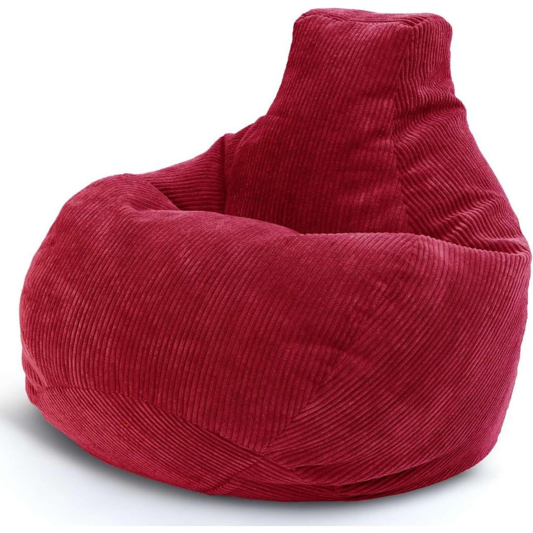 Bean Sitzsack mit Rueckenlehne - Gaming Chair mit Fuellung Cordstoff - Bean Bag Bodenkissen Lounge Sitzhocker Relax-Sessel Gamingstuhl Rot 80x80x90cm sp2715096