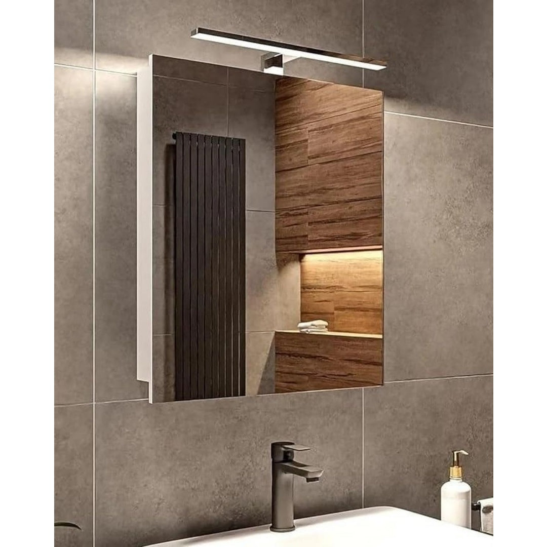LED Spiegelschrank Badezimmer 50 cm Badezimmerschrank mit Beleuchtung Weiß Soft Close Haengeschrank mit Spiegel und LED Licht na0899007