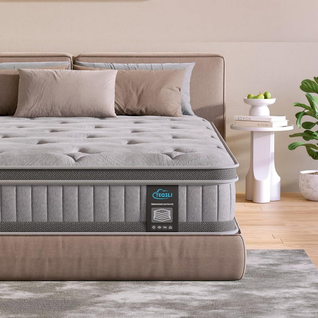 Gel Taschenfederkernmatratze H3 140x200 cm Oko-Tex CertiPUR 25 cm Hoehe Ergonomische 9-Zonen Matratze mit Gel Memory Schaum fuer rp5393296