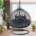 2-Personen-Pluesch-Haengesessel-Kissenbezug mit Kopfstuetzen-Set - Ultimativer Komfort fuer Innen- Aussen- Garten- und Terrassen-Entspannung