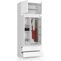 Kleiderschrank mit 4 Tueren Weiß 234x90x51cm 4 Einlegeboeden Kleiderbuegel