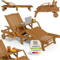 Sonnenliege SunScape - natur 196x73x30 cm Akazie mit verstellbarem Tisch Beinablage Stabil Langlebig dp3579667