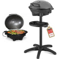 First Austria - Elektrogrill 2 in 1 Tischgrill Standgrill - Elektrischer Grill mit Standfuss fuer Balkon Terrasse mit Deckel Ablage db1665028