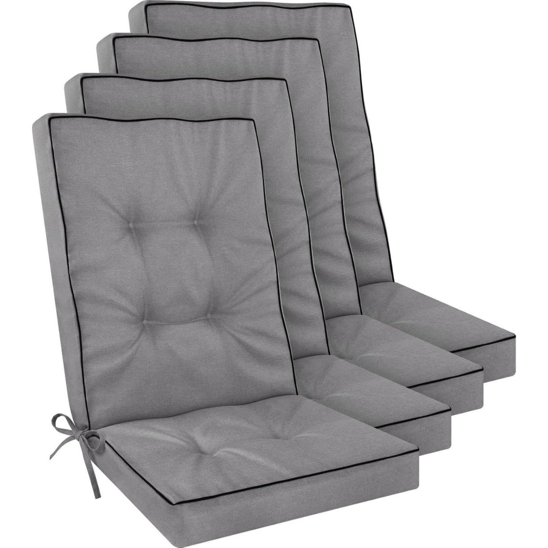 Hochlehner Auflagen Set 2er Grau hellgrau 120 x 50 x 8 cm 4er oder 6er Gartenstuhlauflagen mit dickem Schaumstoffkern fuer hohen Sitzkomfort Polster jo7498831