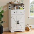 Sideboard Weiß 58 x 29 x 108cm Kuechenschrank mit Schubladen Aufbewahrungsschrank ml0223016