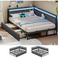 Polsterbett Schlafsofa mit USB-Steckdosen und LED-Beleuchtung Jugendbett mit 2 Schubladen Grau 140x200 Tagesbett Gaestebett Bettgestell mit gx5167326