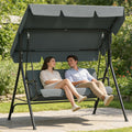 3-Sitzer Hollywoodschaukel anthrazit 176x110x152cm Wetterfeste Gartenschaukel mit Sonnendach Sitzauflage Stabil Stahlgestell lh8757261