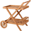 DEKO Servierwagen Chester Rollwagen Kuechenwagen mit Rollen Flaschenhalter wetterfest Rot holz 71x48cm ve8211873