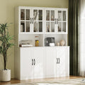 Buecherregal mit Glastueren und offenem Fach 60x40x180 cm 180 cm Hochschrank 5 Ebenen Buecherschrank ta4332603