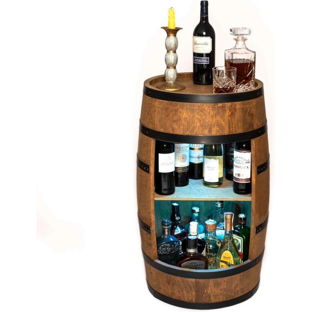 COOPER Weinregal - Weinschrank Mini Bar - Alkohol Schrank Mann - Barschrank mit LED-Leuchten - 80cm hoch - Retro deko Bar Regal - Hausbar Theke rx9210724