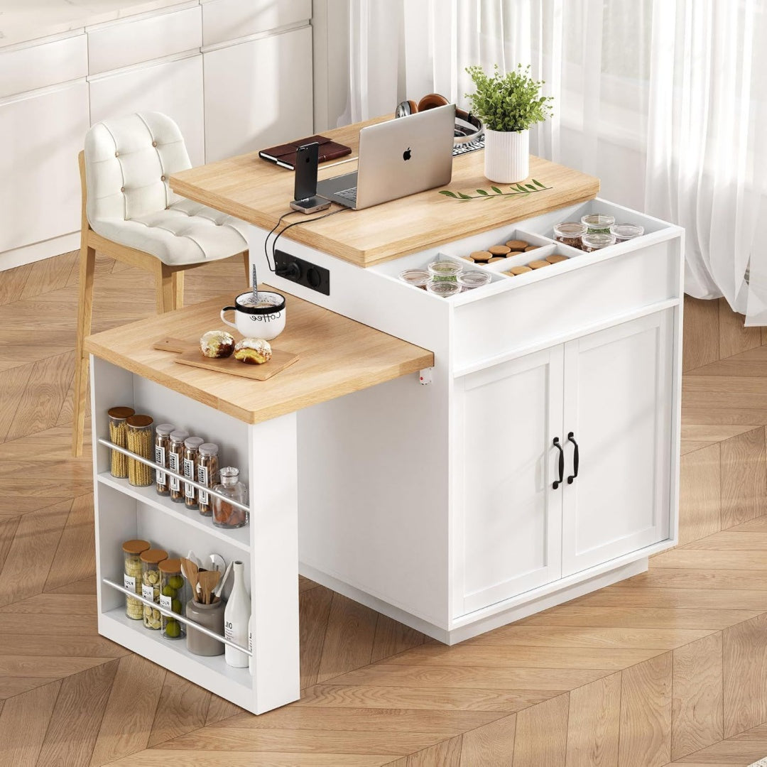 Kuecheninsel mit Rollen Weiß Multifunktionaler Kuechentisch als Kuecheninsel Bartisch Anrichte fuer Kueche Esszimmer gf7154551