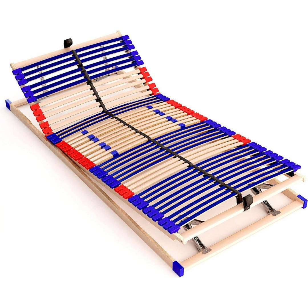 Stabiler Lattenrost 100% - Kopf- und Fussteil verstellbar - SCHULTERFRASUNG Schwarz buche 100x200cm 7 Zonen 42 Federleisten hz4049928