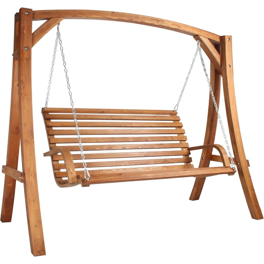 Hollywoodschaukel Gartenschaukel aus Laerche Gomera TEAKFARBEN geoelt Holzschaukel Laerchenholz gn3569907