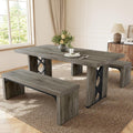 Esstisch mit 2 Baenken 180 cm MDF-Tischplatte Unter dem Tisch verstaubar ex0012164