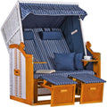 DEKO Strandkorb Ostsee 2-Sitzer Gartenmoebel wetterfest Royal Blau weiss 125x80x160cm