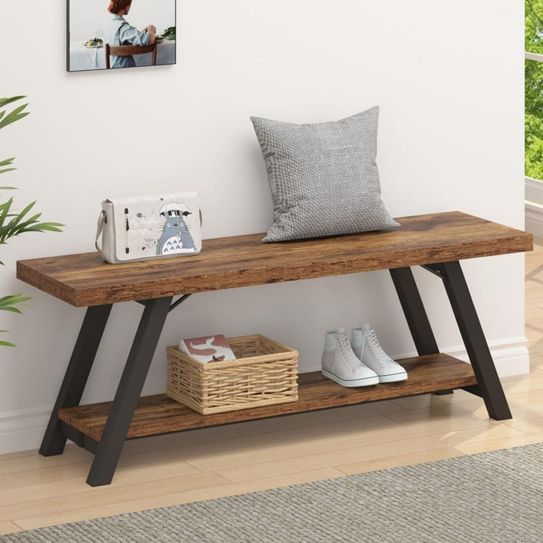 Rustikales Bank Moderne Aufbewahrungsbank fuer Schlafzimmer -Metall Bank fuer Flur Esszimmer Wohnzimmer Bauernhaus Schuhregal Innen Akzent-Sitzbank wt7125340